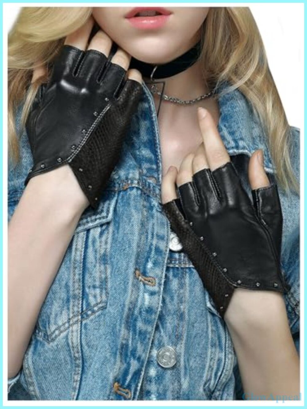 Punk Fingerless Sheepskin Leather Gloves Driving Motorcycle Half Finger Unlined